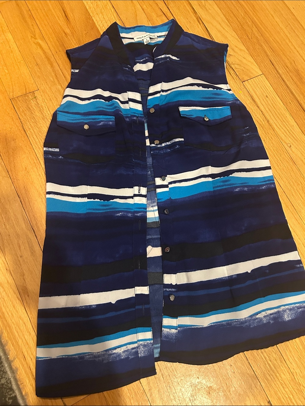 Notations Blue & White Striped Sleeveless Top